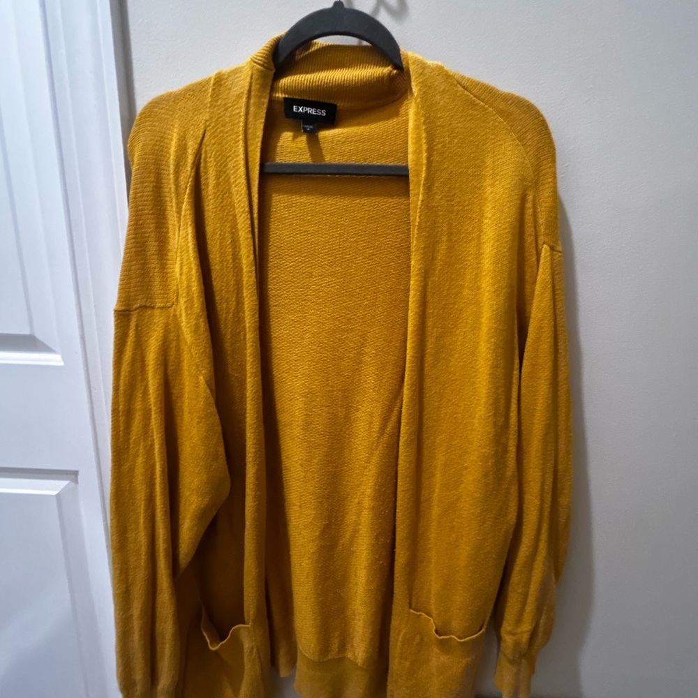 Express Womens Yellow Cardigan Sweater